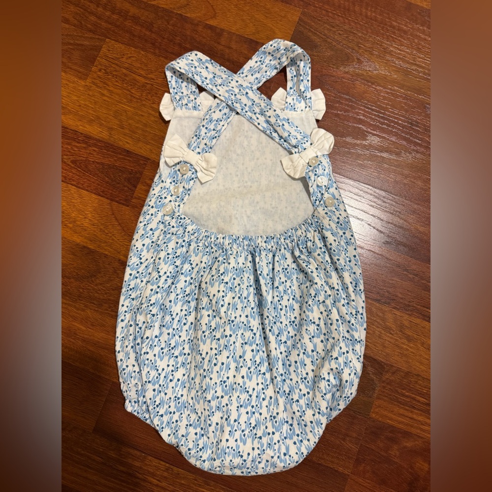 Dondolo Baby Girls Blue Bonnet Bubble Size 24 Months Bows Floral - Picture 4 of 6